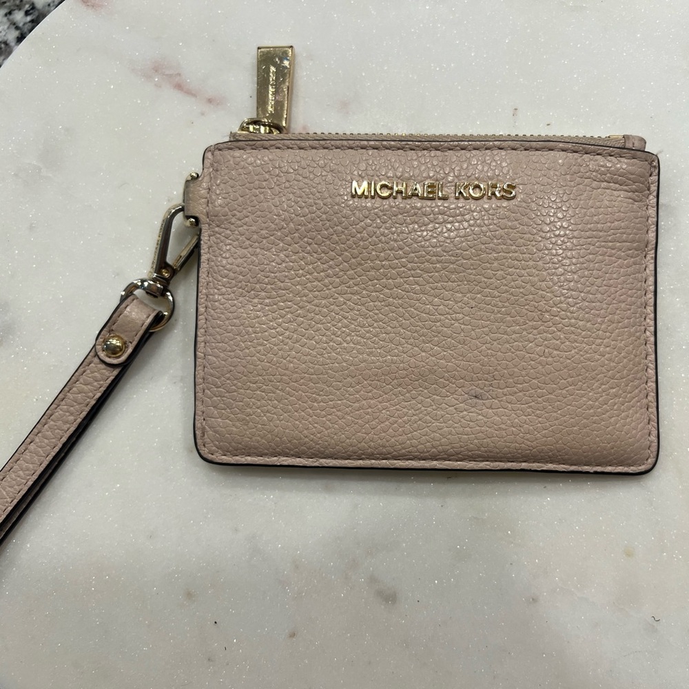 Beige/Light pink Michael Kors wristlet wallet